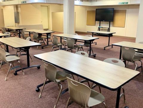 meeting room with chairs and tables