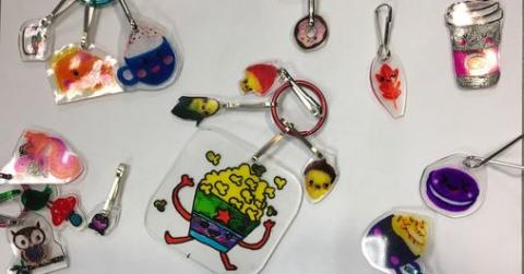 group of plastic Shrinky dinks 