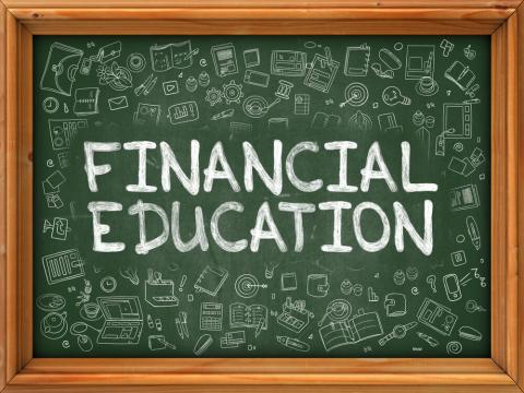 financial education chalkboard sign