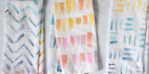 hand painted flour sack towels