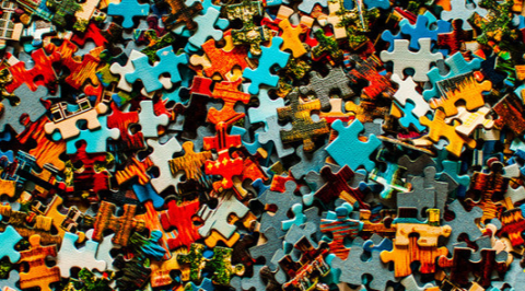 puzzle pieces in various colors