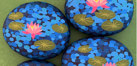 Rocks painted with acrylics 