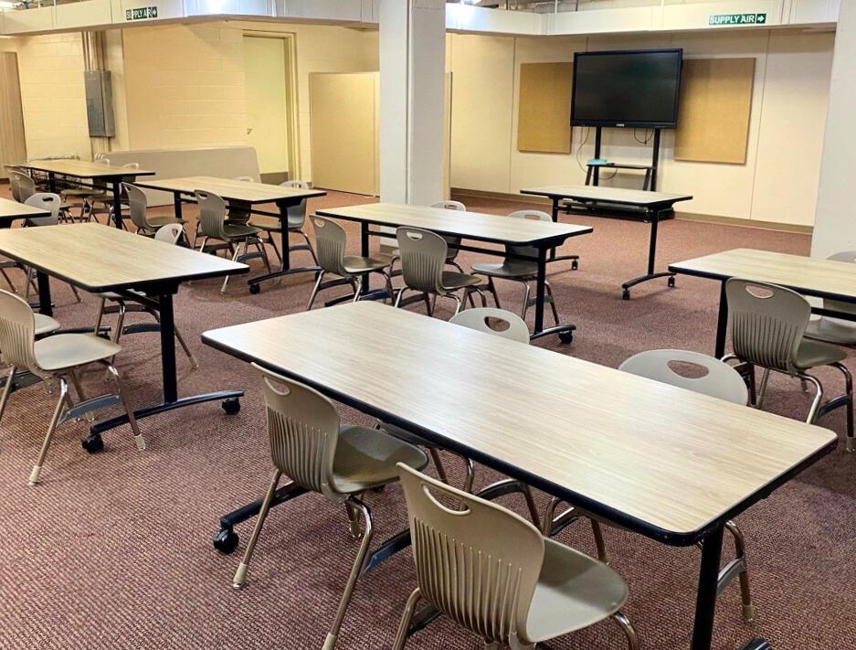 meeting room with chairs and tables