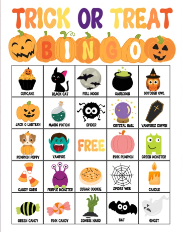 Halloween bingo card