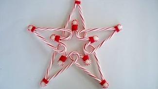 A decorative star made out of candy canes.