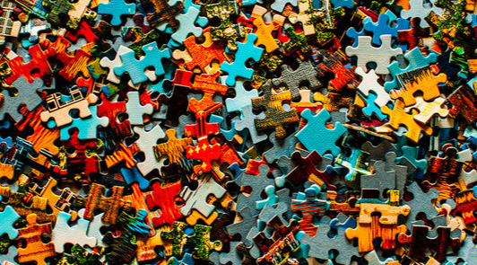 puzzle pieces in various colors